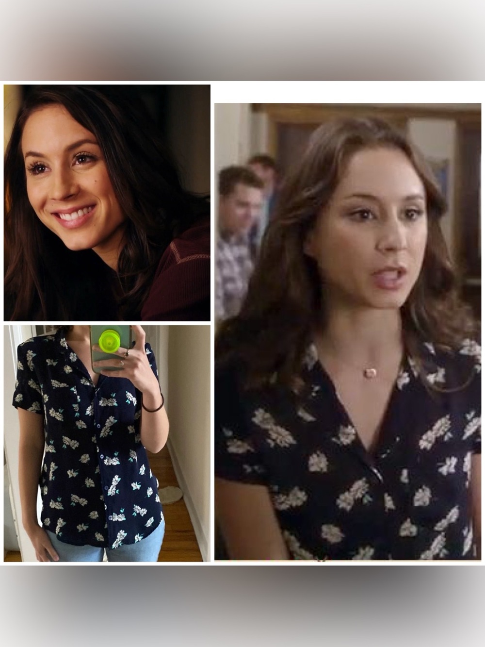 ASO Pretty Little Liars Kimchi Urban Outfitters Blue Floral Button Up Blouse